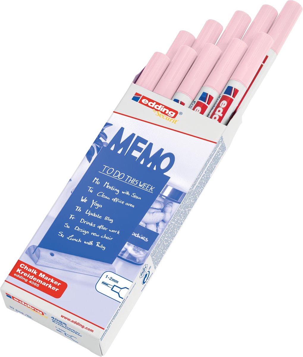 Krijtstift edding by Securit 4085 rond 1-2mm pastel roze - 10 stuks - 10 stuks