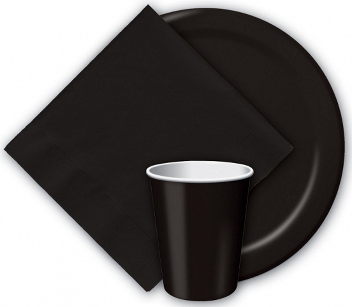 Uni kleur tafel servetten - zwart - 60x stuks - 33 x 33 cm - Papier - diner tafel versiering/decoratie