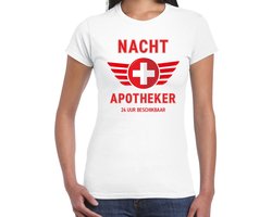 Nacht apotheker - drugs dealer - verkleed t-shirt - wit - voor dames - carnaval - feest kleding / kostuum S