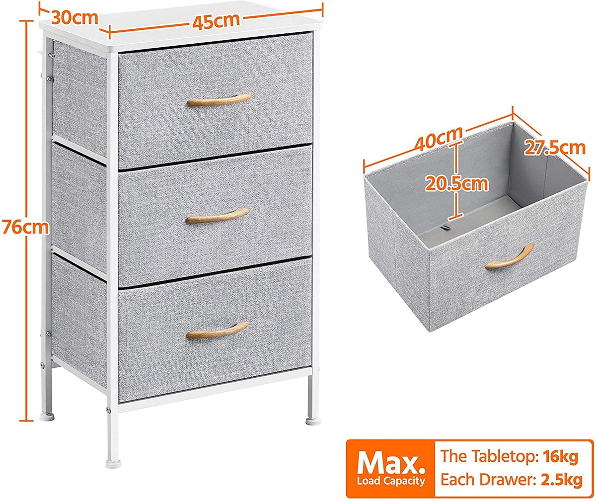 Home Glow Nachtkastje, Nachtkastjes met Schuifladen, Nachtkast, 1 Lade, Metalen Lopers, Wit
