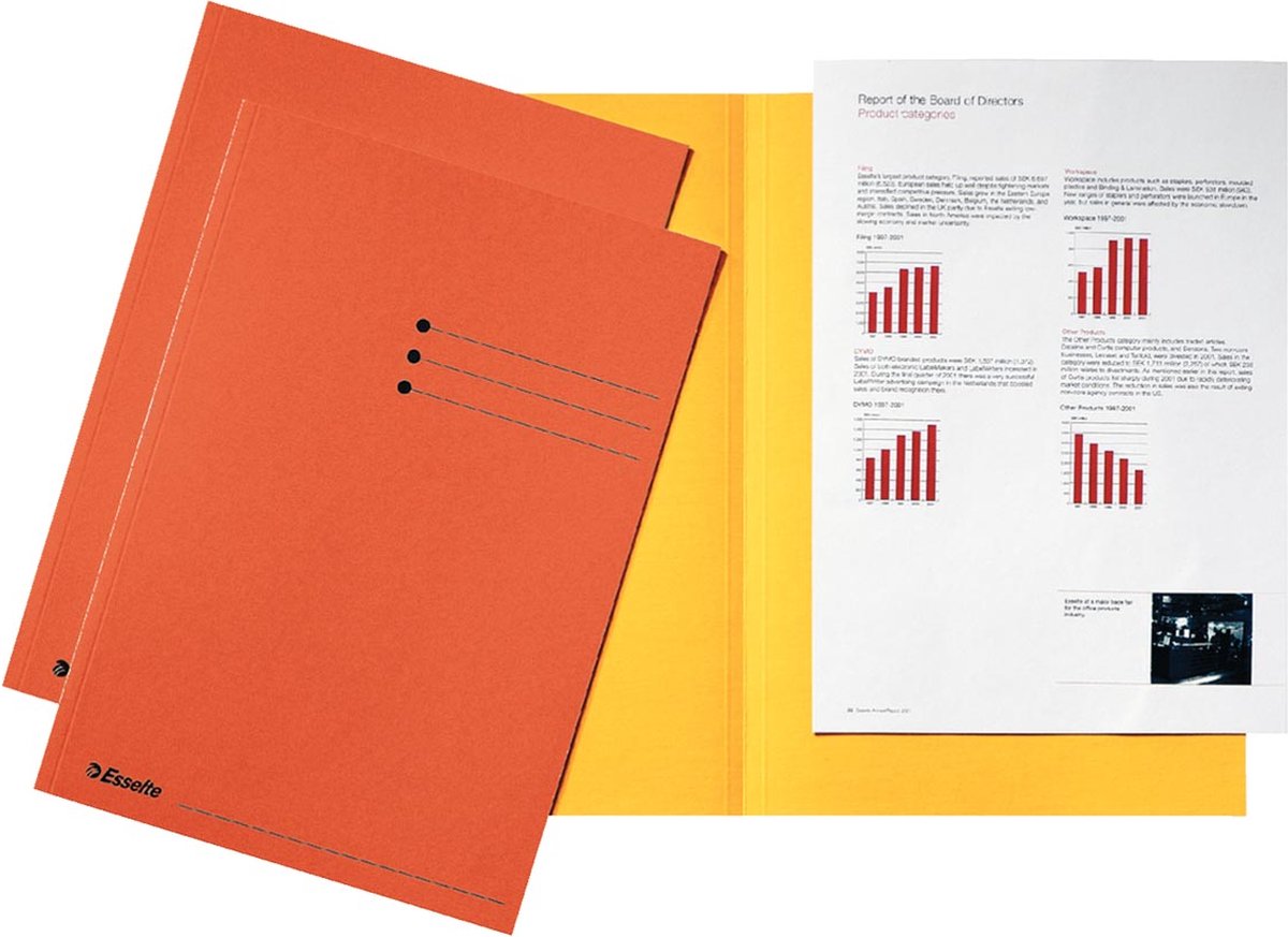 Esselte dossiermap oranje, karton van 180 g/m², pak van 100 stuks 4 stuks