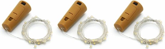 Foto: Stern fabrik flesverlichting 3x led lichtsnoer 80 cm warm wit kurk voor wijnfles verlichting