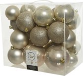 26x stuks kunststof kerstballen licht parel/champagne 6-8-10 cm - Onbreekbare plastic kerstballen