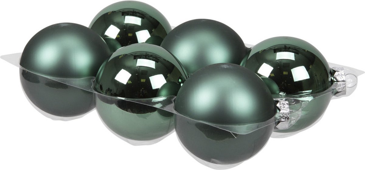 Decoris kerstballen - 6x st - donkerblauw - 8 cm - glas - kerstversiering