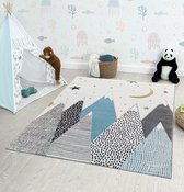Flycarpets Kids Tapis - Tapis de Jeu pour Chambre d'enfant - Motif Berg - Blauw - 80x150 cm