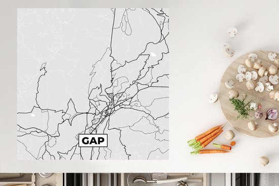 KitchenYeah® Inductie beschermer 78x78 cm - Plattegrond – Gap – Stadskaart – Kaart – Frankrijk - Kookplaataccessoires - Afdekplaat voor kookplaat - Inductiebeschermer - Inductiemat - Inductieplaat mat