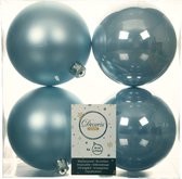 Decoris Kerstballen - 4 stuks - kunststof - lichtblauw - 10 cm