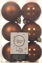 Decoris Kerstballen - 12 stuks - kunststof - kaneel bruin - 6 cm