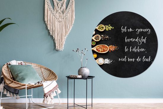Wall Circle - Wall Circle Indoor - Proverbes - Cuisine - Citations - Manger pour avoir assez de carburant - Nourriture - ⌀ 140 cm - Décoration murale - Peintures Ronds