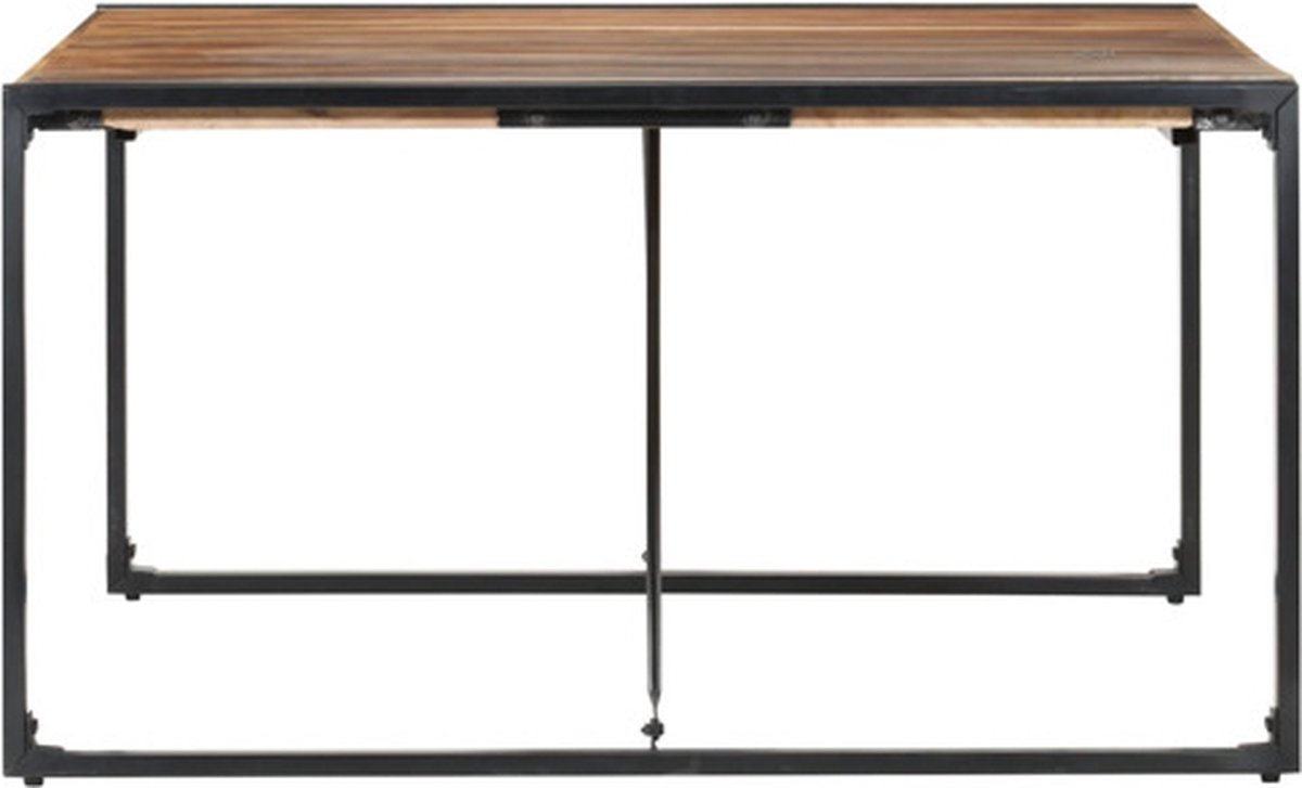 vidaXL Eettafel - 140x140x75 - cm - massief - hout Zwart