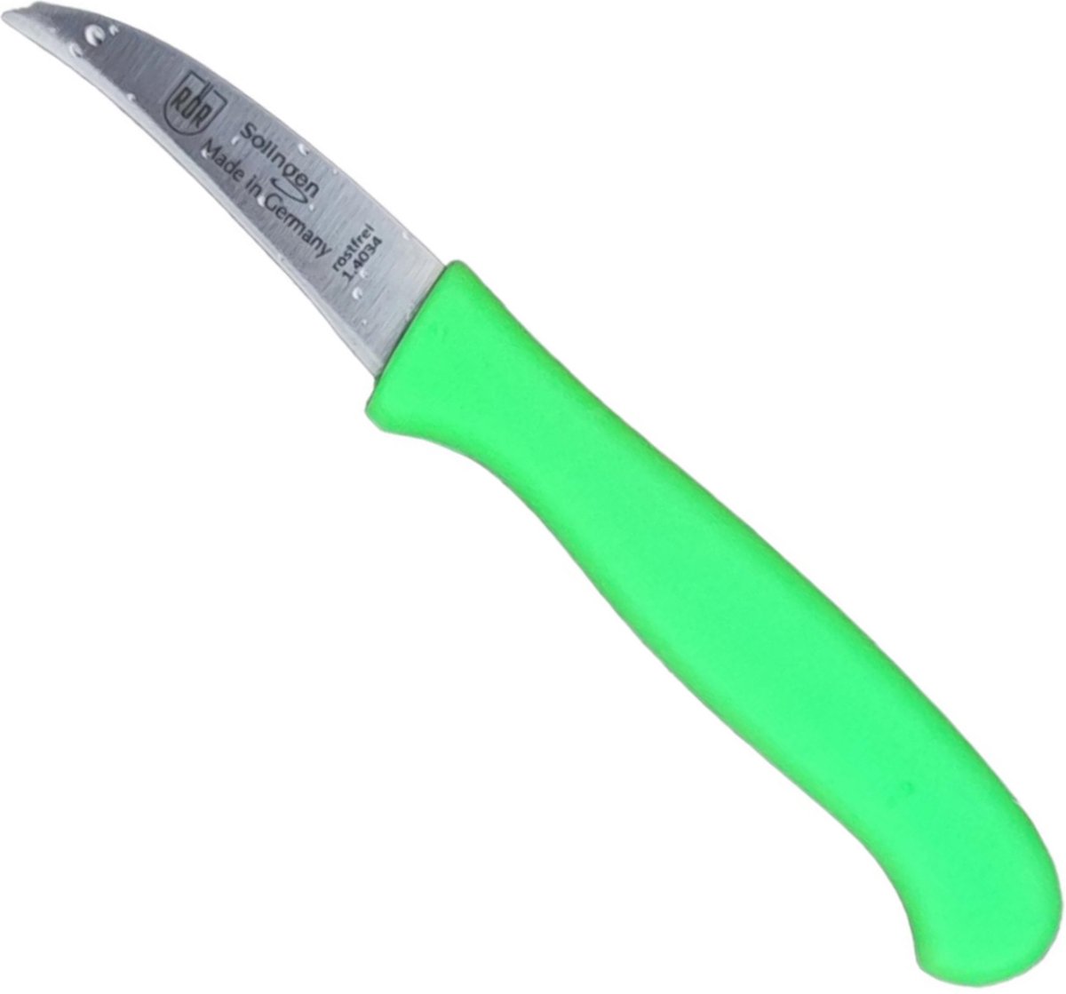 RÖR Solingen Schilmesje Krom / Gebogen – Kunststof Handvat – RVS Lemmet – Neon Groen