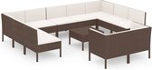 vidaXL - 12-delige - Loungeset - met - kussens - poly - rattan - bruin