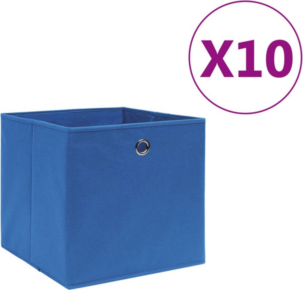 vidaXL Opbergboxen 10 st 28x28x28 cm nonwoven stof blauw