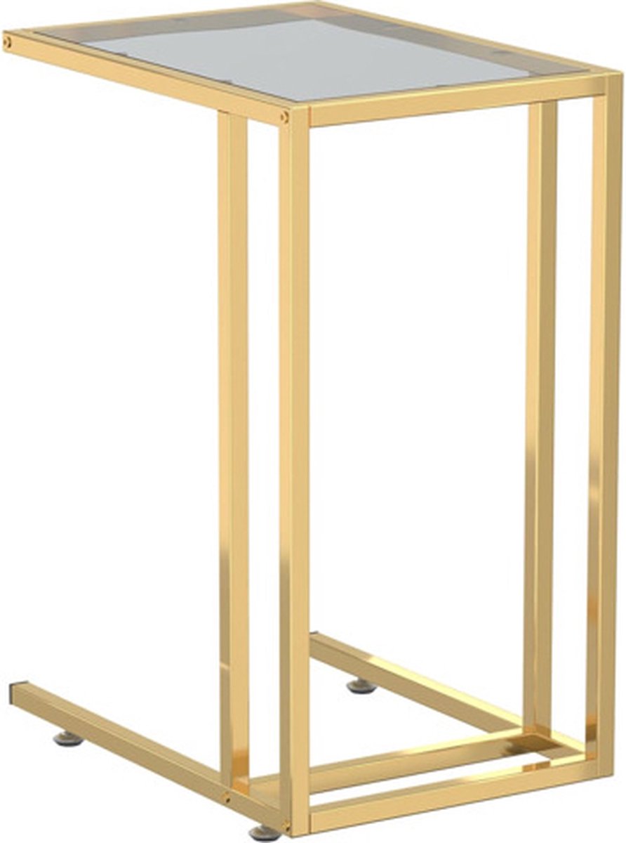vidaXL Computer - bijzettafel - 50x35x65 - cm - gehard - glas - zwart Goud en zwart