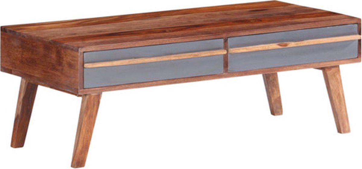 vidaXL Salontafel - 110x50x40 - cm - massief - hout - grijs