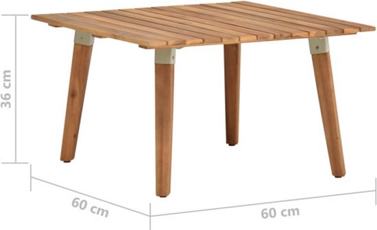 Table de jardin 60x60x36 cm bois d'acacia massif