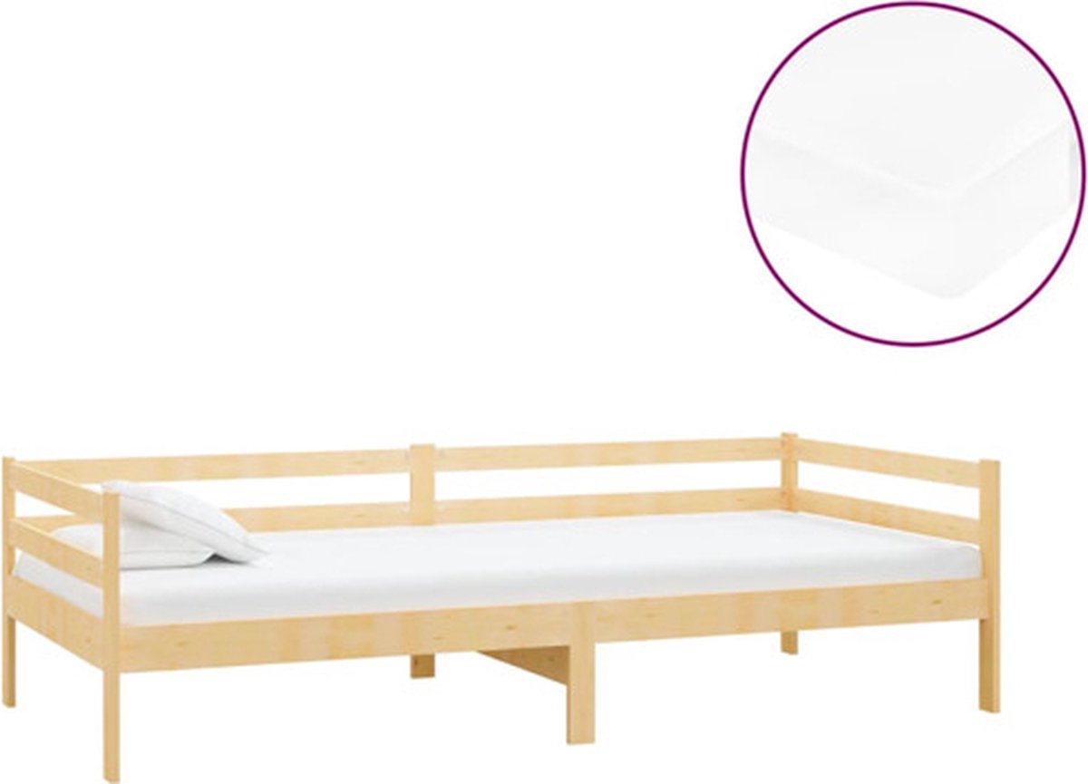 vidaXL Slaapbank - met - matras - massief - grenenhout - 90x200 - cm Bruin