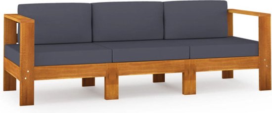 vidaXL Canapé de jardin 3 places avec coussins en vidaXL gris foncé