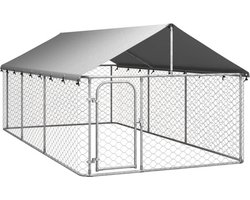 vidaXL - Hondenkennel - voor - buiten - met - dak - 400x200x150 - cm