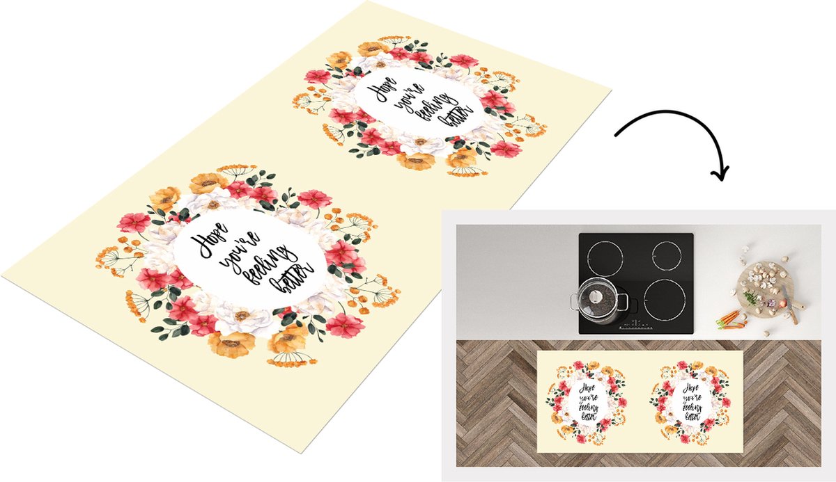 KitchenYeah Keukenloper - Loper keuken - Beterschap - Spreuken - Planten - Hope - Keukenloper vinyl multicolor, foto 2