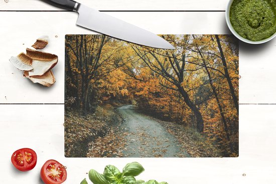 Planche à découper en Verres - 28x20 - Feuilles - Automne - Forêt - Planches à découper en Glas