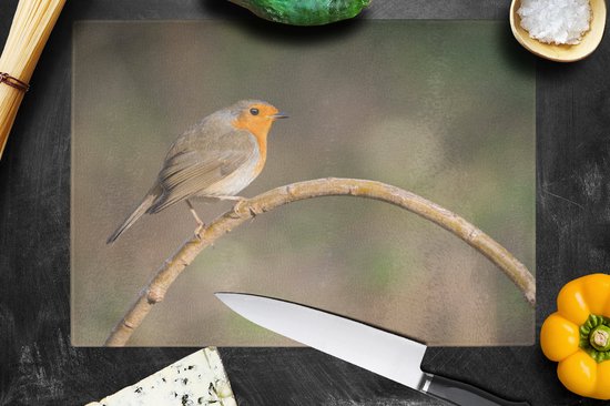Planche à découper en Verres - 39x28 - Rouge-gorge - Vogel - Nature - Planches à découper en Glas