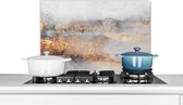 Spatscherm Keuken - Kookplaat Achterwand - Spatwand Fornuis - 60x40 cm - Mist - Goud - Abstract - Aluminium - Wanddecoratie - Muurbeschermer - Hittebestendig