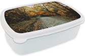 Broodtrommel Wit - Lunchbox - Brooddoos - Bladeren - Herfst - Bos - 18x12x6 cm - Volwassenen