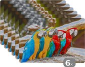 Placemat - Vogels - Papegaai - Tropisch - Natuur - 45x30 cm - 6 stuks - Hittebestendig - Anti-Slip - Onderlegger - Afneembaar