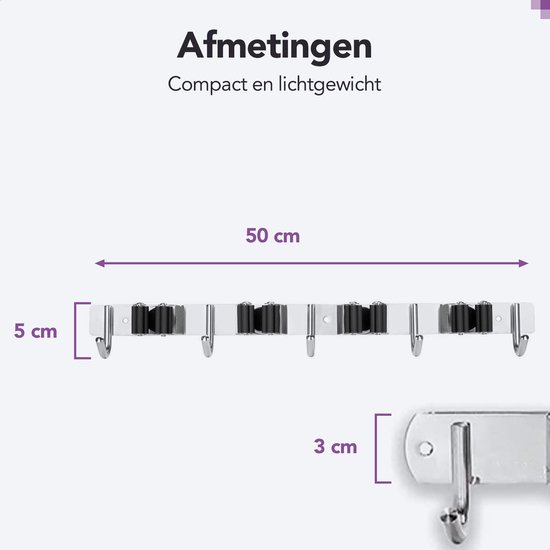 Luxe Bezemhouder - Opbergsysteem - Bezem ophangsysteem - Ophanghaken - Tuingereedschap - Gereedschap opbergen - Zwart' van Jkkimmi — afbeelding 3