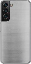 Geschikt voor Samsung Galaxy S22 Plus hoesje - Metaal print - Zilver - Lijn - Grijs - Structuur - Siliconen Telefoonhoesje