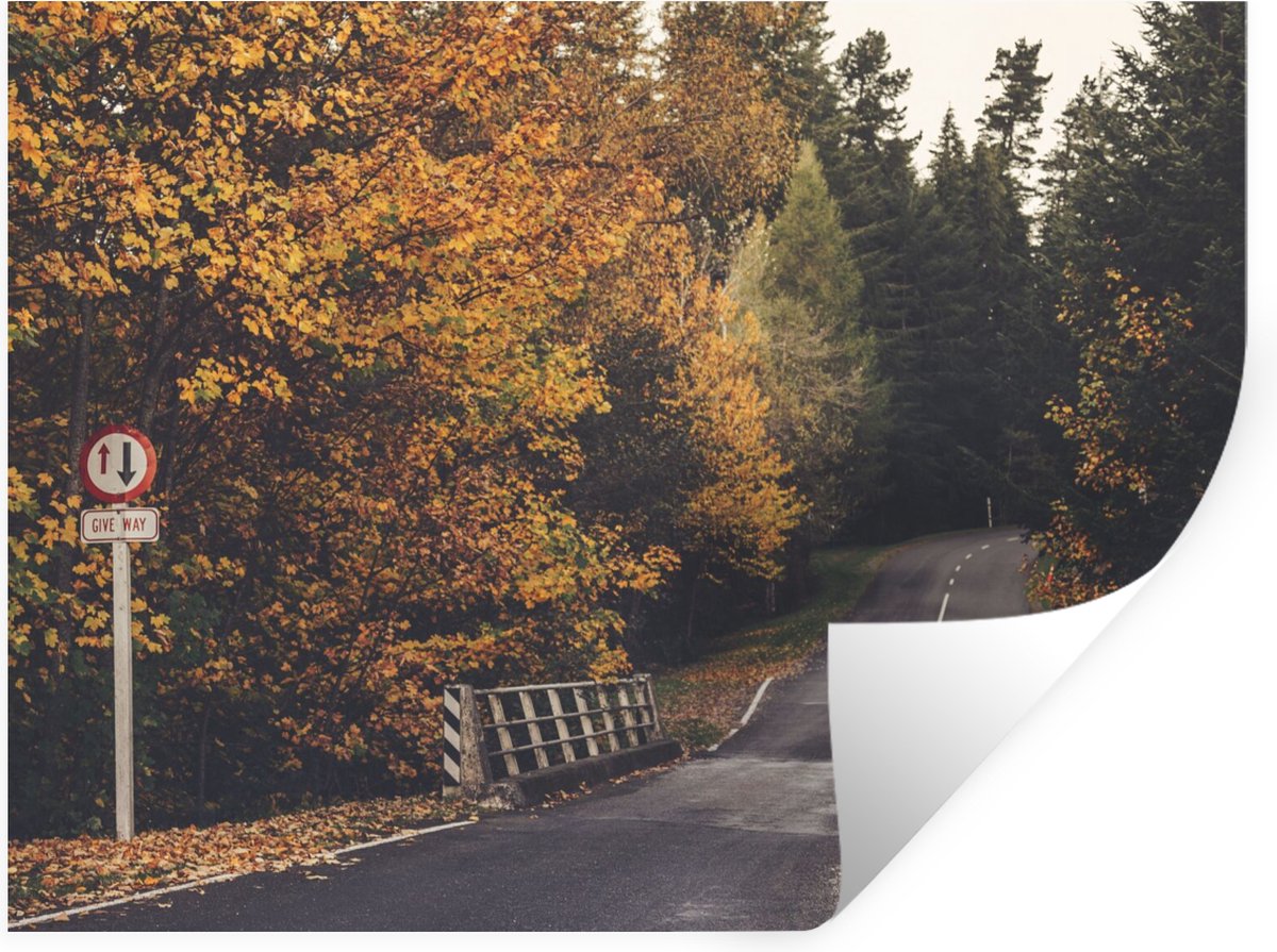 Muurstickers - Sticker Folie - Bomen - Weg - Herfst - 40x30 cm - Plakfolie - Muurstickers 