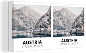 Canvas Schilderij Oostenrijk - Alpen - Water - Berg - 80x40 cm - Wanddecoratie