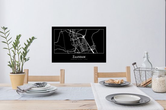 Stickers muraux - Zaandam - Carte - Plan de la ville - Carte - 60x40 cm - Feuille adhésive