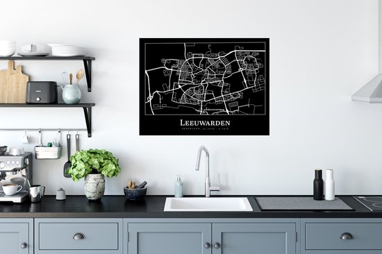 Stickers muraux - Plan de la ville - Leeuwarden - Carte - Carte - 80x60 cm - Feuille adhésive