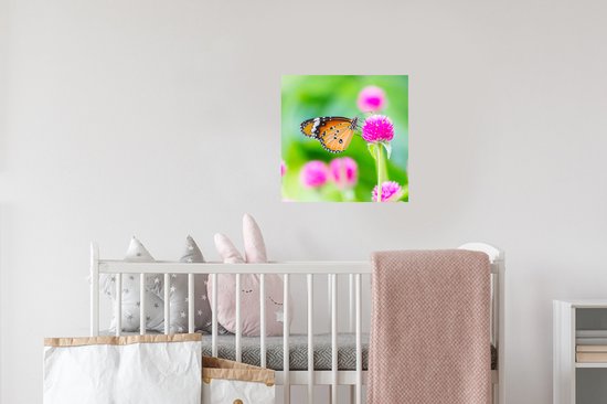Muurstickers - Sticker Folie - Landelijk - Vlinder - Distel - Bloem - 30x30 cm - Plakfolie - Muurstickers Kinderkamer - Zelfklevend Behang - Zelfklevend behangpapier - Stickerfolie