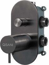 Qisani Flow thermostatische inbouwkraan 2-weg ovaal Gun Metal Zwart