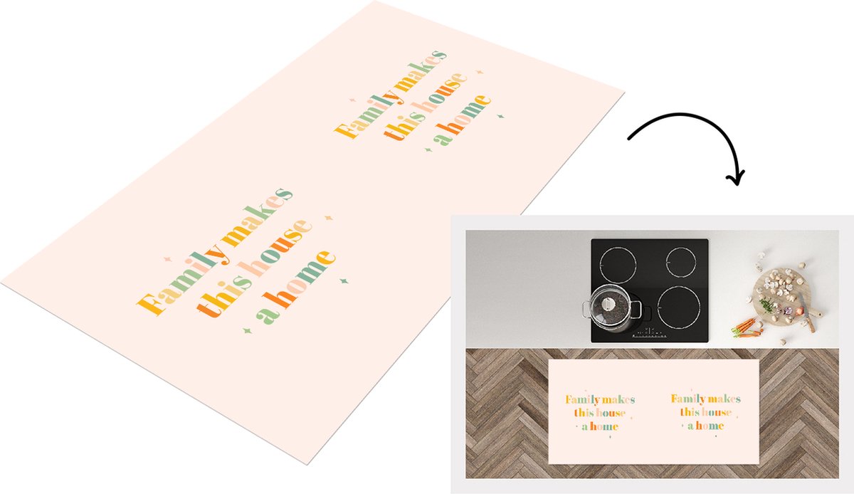 KitchenYeah Keukenloper - Loper keuken - Quotes - Spreuken - Familie - Family makes this house a home - 120x60 cm - Keukenloper vinyl Multicolor