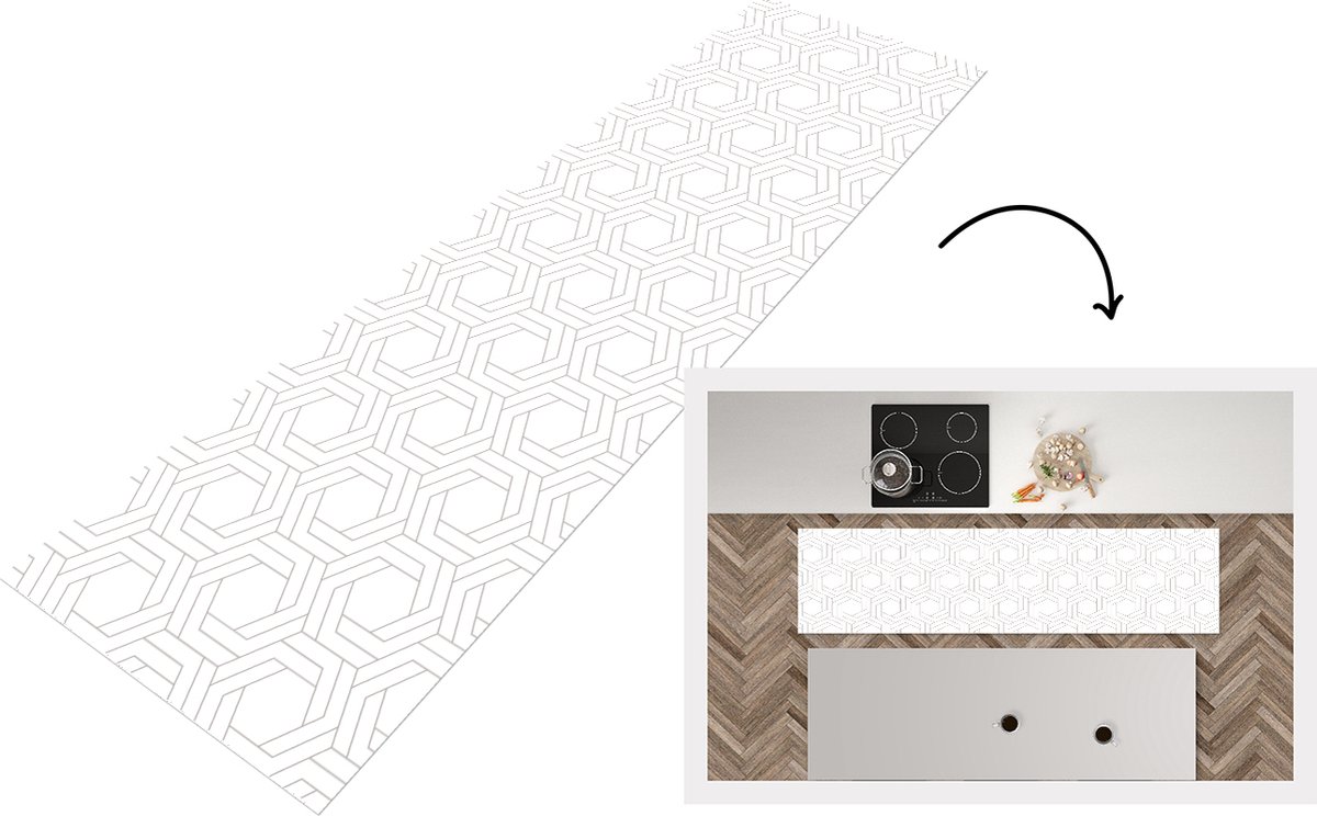KitchenYeah Keukenloper - Loper keuken - Design - Geometrie - Patronen - Abstract - 200x50 cm - Keukenloper vinyl Multicolor