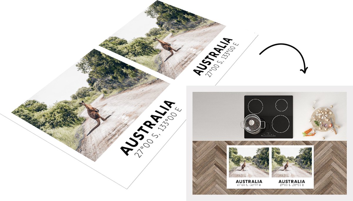 KitchenYeah Keukenloper - Loper keuken - Australië - Kangoeroe - Jungle - 120x60 cm - Keukenloper vinyl Multicolor