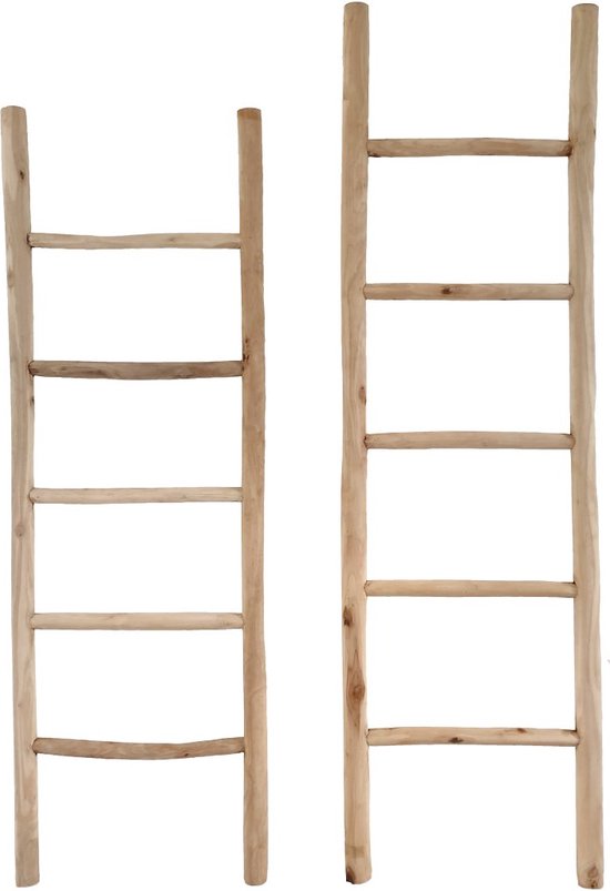 Teakea - Teakhouten decoratie ladder | Naturel Eiken-Look| 50x5x175