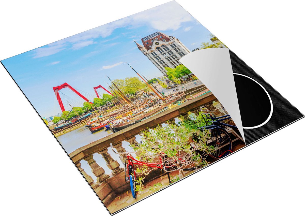 Chefcare Inductie Beschermer Kleurrijke Oude Haven in Rotterdam - 78x78 cm - Afdekplaat Inductie - Kookplaat Beschermer - Inductie Mat