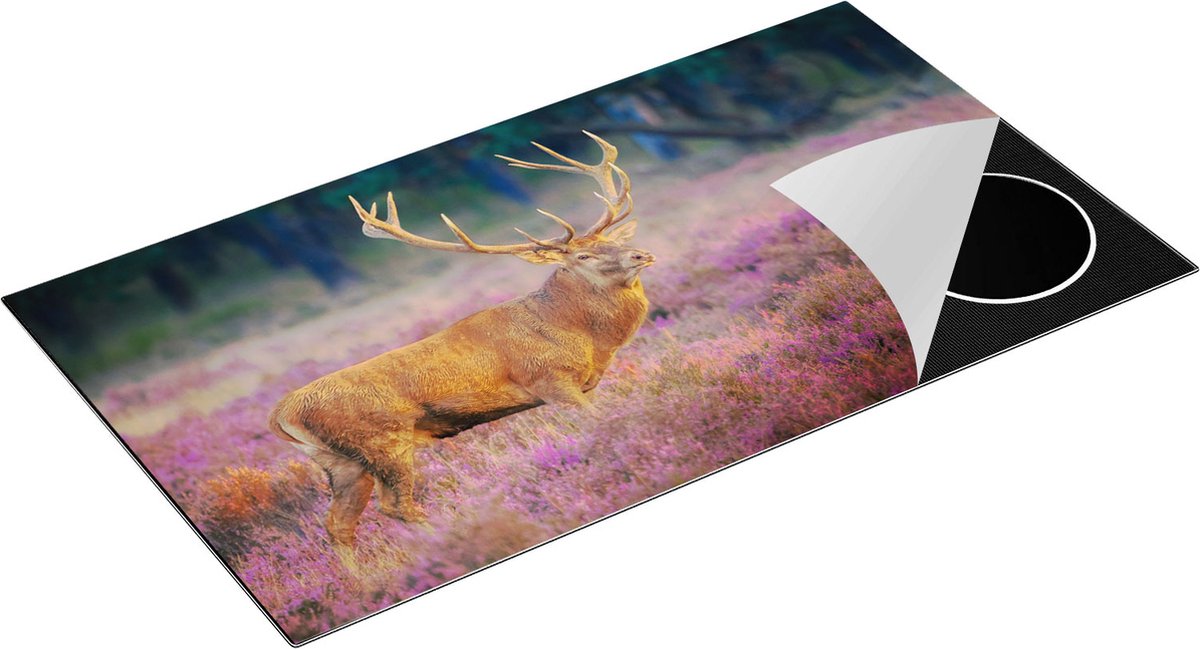 Chefcare Inductie Beschermer Hert in de Weide tijdens Zonsondergang - 95x55 cm - Afdekplaat Inductie - Kookplaat Beschermer - Inductie Mat
