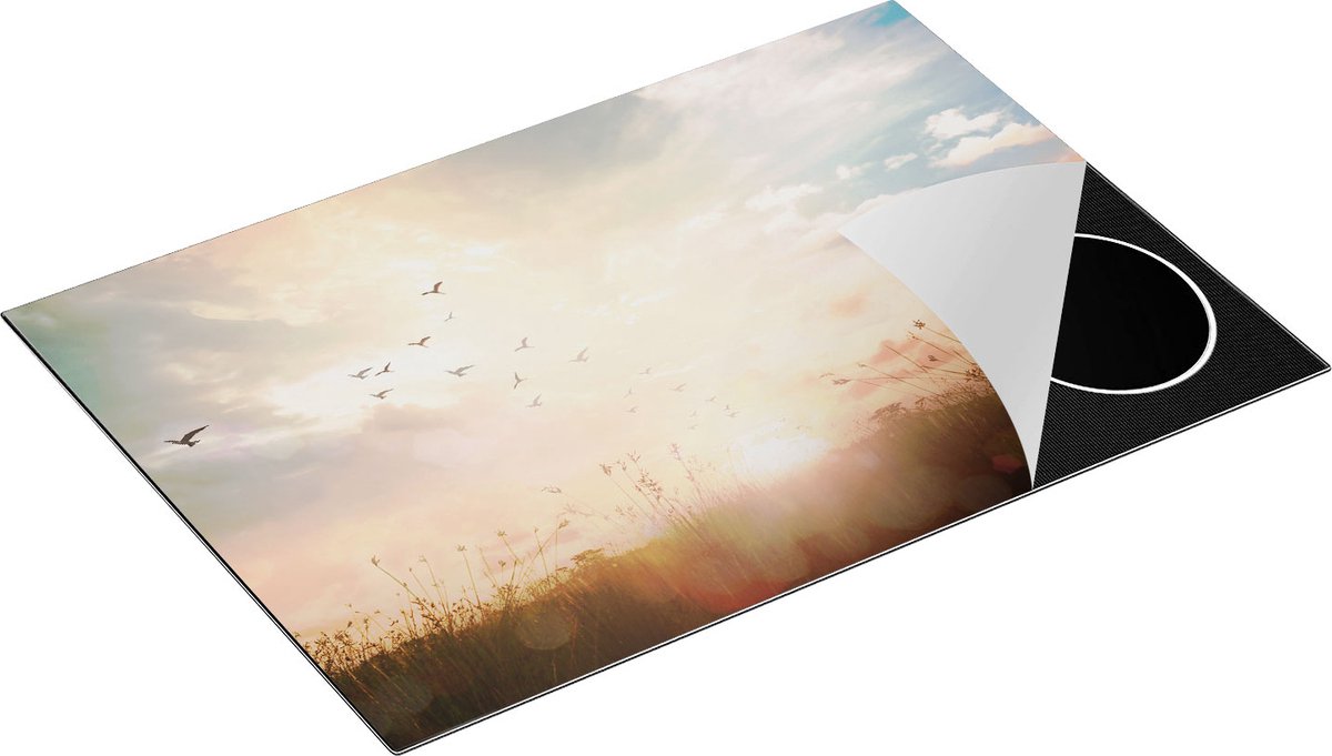 Chefcare Inductie Beschermer Silhouet Vogels tijdens Zonsopkomst - 77x51 cm - Afdekplaat Inductie - Kookplaat Beschermer - Inductie Mat