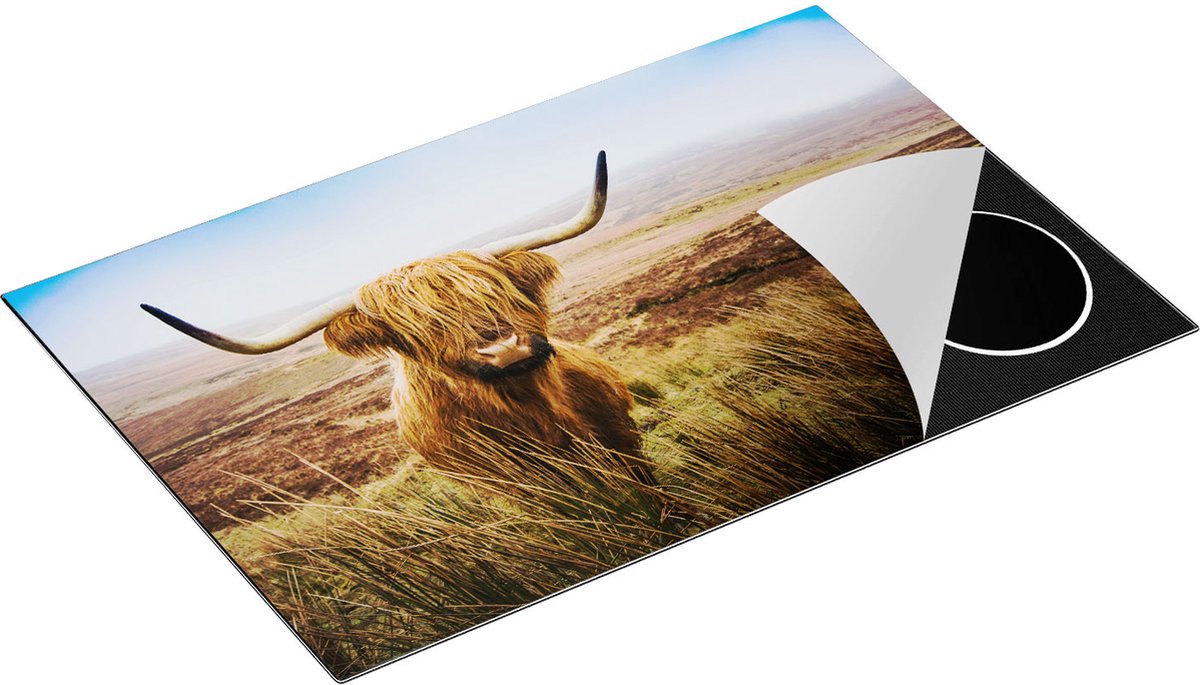 Chefcare Inductie Beschermer Schotse Hooglander Koe in het Veld - 83x51,5 cm - Afdekplaat Inductie - Kookplaat Beschermer - Inductie Mat