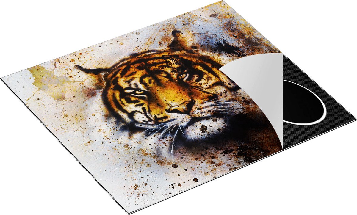 Chefcare Inductie Beschermer Geschilderde Tijger - Abstract - 57,6x51,6 cm - Afdekplaat Inductie - Kookplaat Beschermer - Inductie Mat