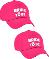 2x Roze vrijgezellenfeest petje Bride To Be dames - Vrijgezellenfeest vrouw artikelen/ petjes