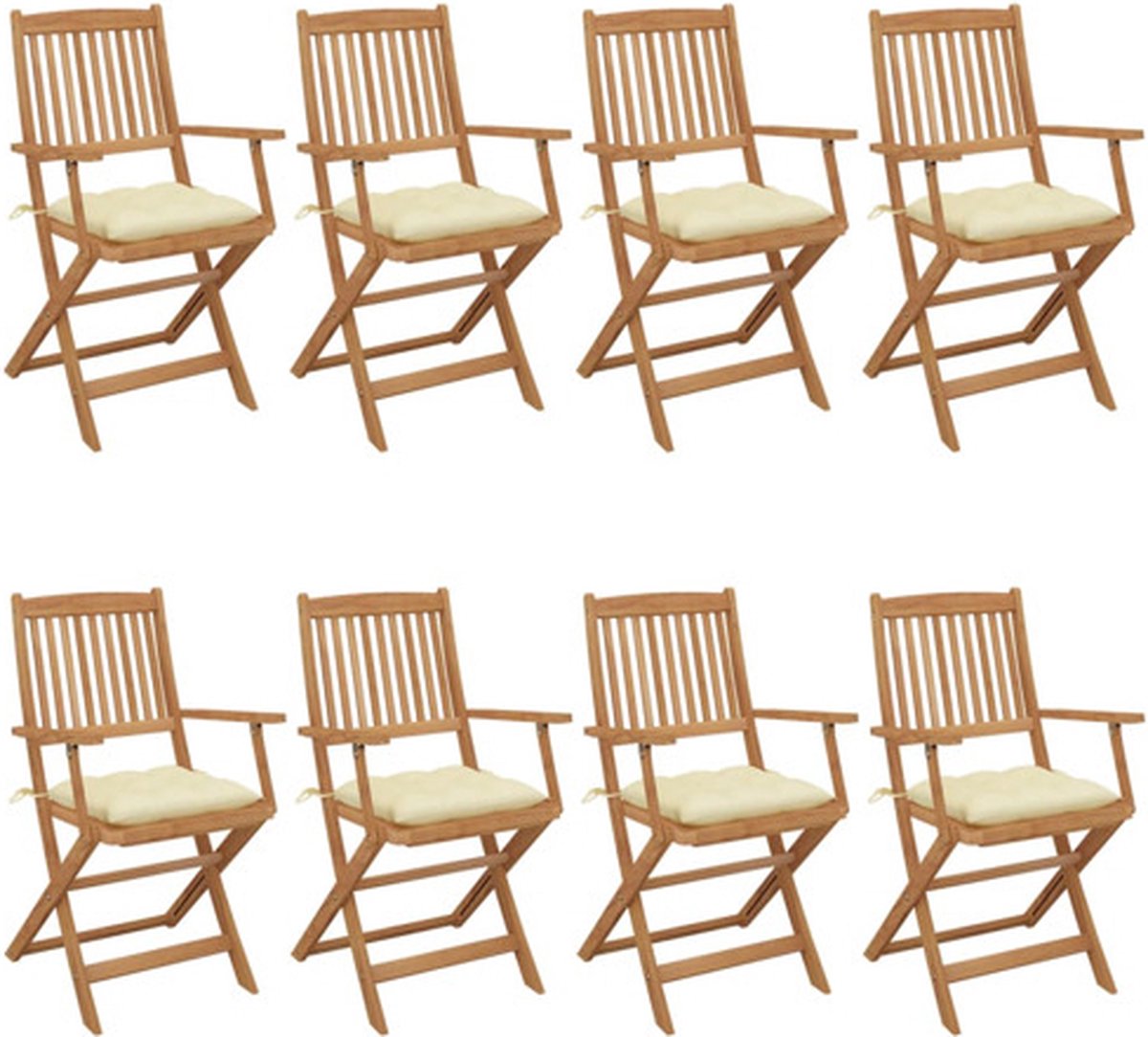 vidaXL - Tuinstoelen - 8 - st - inklapbaar - met - kussens - massief - acaciahout
