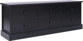 vidaXL - Tv-meubel - 108x30x40 - cm - massief - paulowniahout - zwart