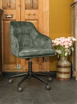 Bureaustoel Wade groen - velvet olive - office chair met wielen